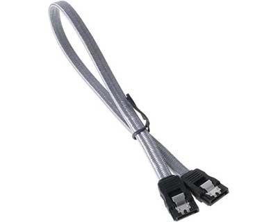 Câble SATA III - Metal Grip - 030 cm - Gaine Silver/Connecteur Noir