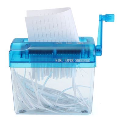 Déchiqueteuse de papier bleu à manivelle Déchiqueteuse de papier Machine de  découpe de documents de bureau Déchiqueteuse manuelle domestique