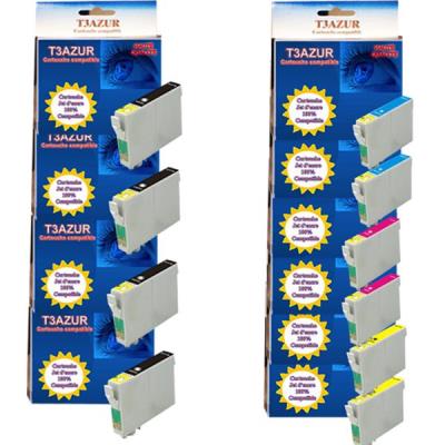 BR TURBO Cartouche compatible - 10 Cartouches Epson T1281 / T1282 / T1283 / T1284 - Compatibles 
