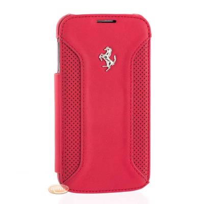 Etui Ferrari collection F12 cuir rouge rabat latéral Samsung Galaxy S4 FEF12FLBKS4RE