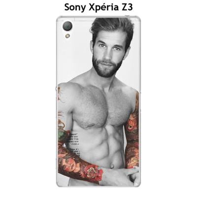 Coque Sony Xpéria Z3 design Homme sexy Hipster Tatouage Noir & Blanc