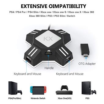 Acheter Adaptateur clavier-souris, pas de bruit, pas de délai, convertisseur  clavier-souris ?Compatible pour PS4 PS5 Switch PS4 Pro Xbox One Console de  jeu