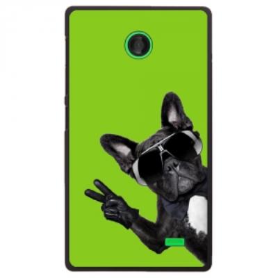 Coque rigide pour Nokia X avec impression Motifs chien à lunettes sur fond vert