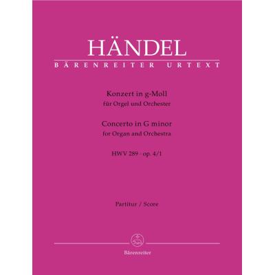 Partitions classique BARENREITER HAENDEL G.F. - KONZERT IN G-MOLL HWV 289, OP 4-1 - CONDUCTEUR Grand format