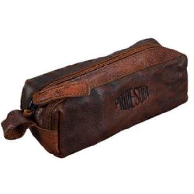 PRIDE&SOUL Trousse ronde, en cuir, marron