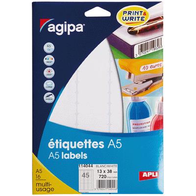 Agipa - Etiquette Adhesifs A5 13,5x38 - Etui 720