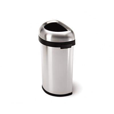 Poubelle semi ronde ouverte 60L en inox brossé CW1468