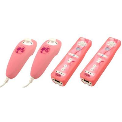 Set de 4 coques de protection silicone 'Barbie' pour Télécommande Wii Manette Nunchuck Wii