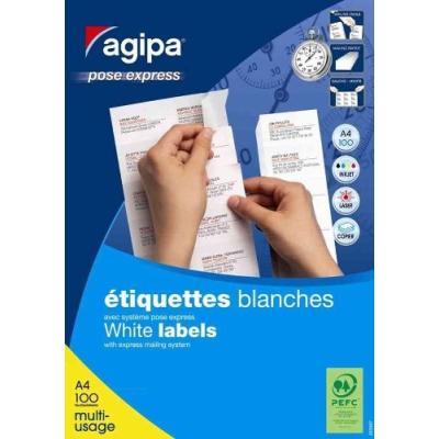Boite 3000 etiquettes multi-usage pose express 70x29,7 mm 100 feuilles a4 agipa 118994