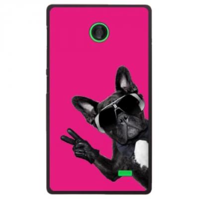 Coque rigide pour Nokia X avec impression Motifs chien à lunettes sur fond fushia