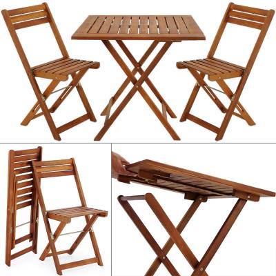 Ensemble 2x chaise 1x table pliable - Salon de jardin balcon terrasse - Acacia