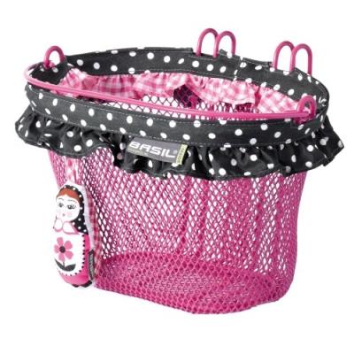 Basil jasmin panier avant pour vélo pour enfant motif babouchka gris rose 30-51 cm