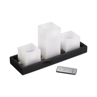 Bougies en cire à LED avec plateau en bois