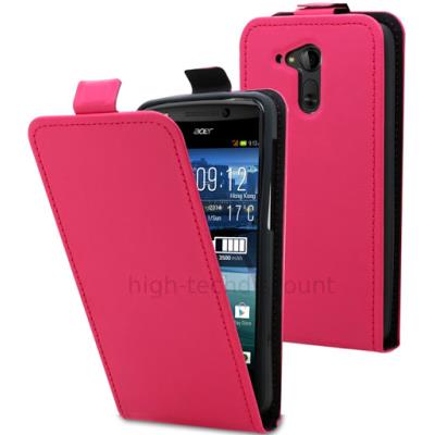 Housse etui coque pochette simili cuir fine pour Acer Liquid E700 + film ecran - ROSE