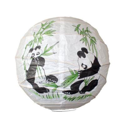 Lighting Web Lanterne en papier à cerclage irrégulier Motif panda bambou 35,6 cm
