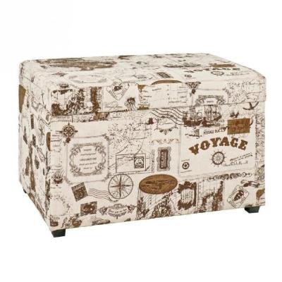 Coffre de rangement 65 cm beige et marron