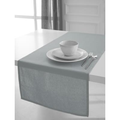 Chemin de table coton CEREMONY 50 x 150 Zinc