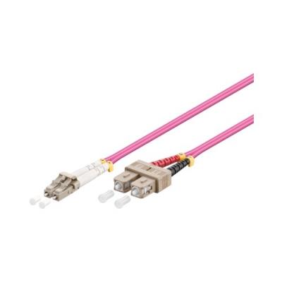 Goobay om4 câble patch à fibre optique duplex lc sc bleu clair 7,5 m