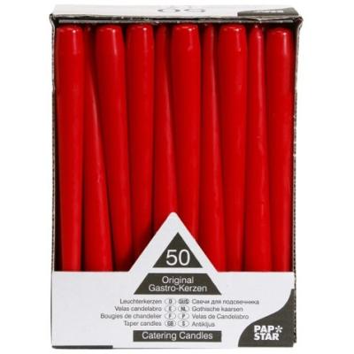 50 CHANDELLES - Ø 2,2 CM X 25CM - ROUGE, AUTONOMIE: 7 HEURES