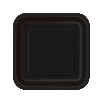 Assiettes noires carrées 23 cm (x14)