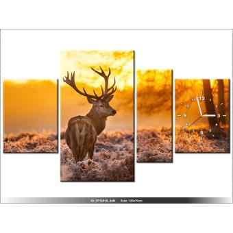 120x70cm Cerf Paysage Chasse Horloge Murale Tableau Deco