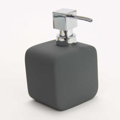 Distributeur de savon carré design 10x8x16 cm gris
