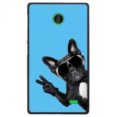 Coque rigide pour Nokia X avec impression Motifs chien à lunettes sur fond bleu