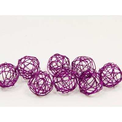 Lot de 12 boules de décoration en métal prune