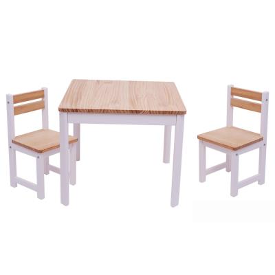 Ensemble table et 2 chaises pour enfant en bois coloris blanc -PEGANE-