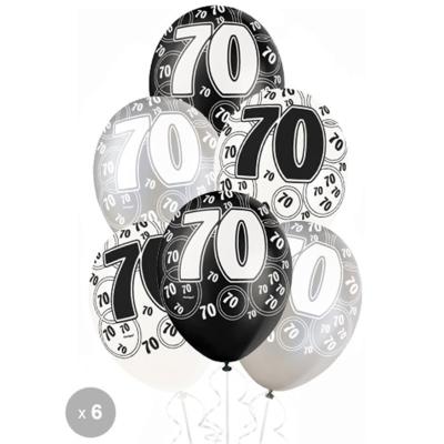 6 Ballons anniversaire 70 ans - Décoration