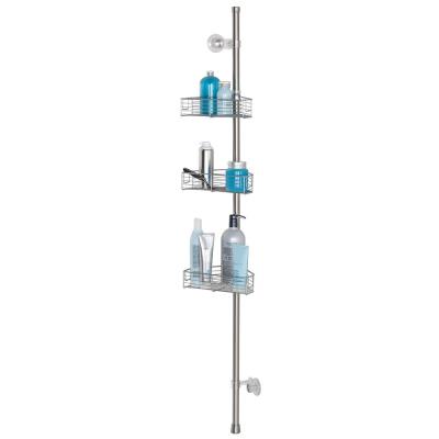 Etagère de douche sur sol en inox - 3 niveaux - Maintien par ventouses Twist & Lock