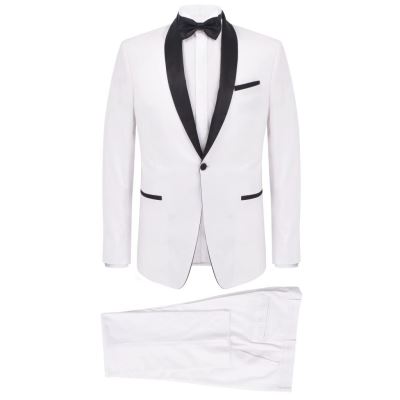 vidaXL 2x Smoking de Soirée Homme Taille 54 Blanc Costume Tuxedo Costard