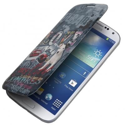 Housse etui à clapet akashi mini motif love my city pour samsung i9500 galaxy s4