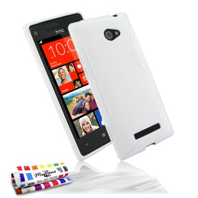 Coque Souple ORIGINALE Ultra Fine Blanc , Le S, Premium de MUZZANO pour HTC 8X + 3 Protections Ecran , UltraClear, Pour HTC 8X