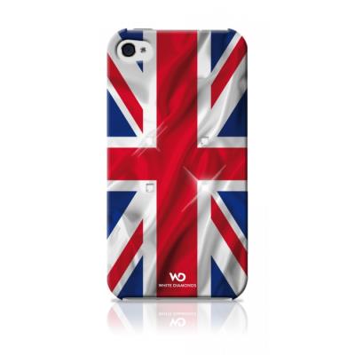 Apple iPhone 4 / iPhone 4S > Coque White Diamond motif drapeau Royaume Uni Swarovski _ iPhone 4/4S