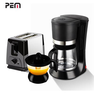 Set petit déjeuner - Grille-pain 2 fentes + Cafetière 1.2L + Presse agrume PEM KT-203