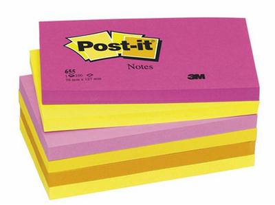 Post-it - Bloc de 100 feuilles fruitées Coloris assortis 127x76mm - Lot de 6 blocs