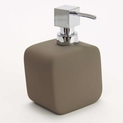 Distributeur de savon carré design 10x8x16 cm taupe