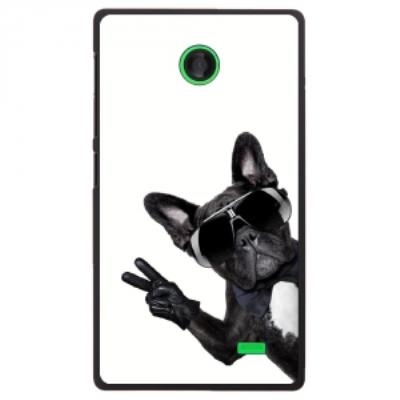 Coque rigide pour Nokia X avec impression Motifs chien à lunettes sur fond blanc