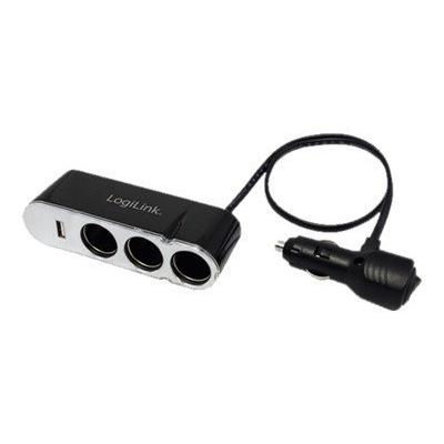 LogiLink 3-Port Car Charger Splitter with USB Port - DC-splitter