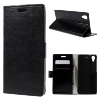 Etui type portefeuille noir pour HTC Desire 626 rabat latéral articulé fonction stand