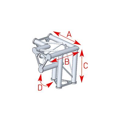 ASD 57ASD32 / Angle vertical 3 départs pied gauche 90Â° lg 0m40 x 0m40 x 0m40