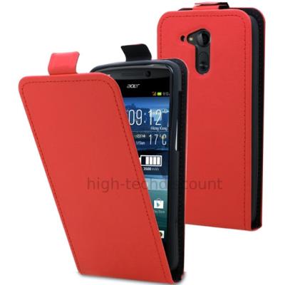Housse etui coque pochette simili cuir fine pour Acer Liquid E700 + film ecran - ROUGE