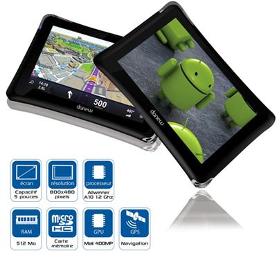 Danew Tablette Tactile de poche GeoDroid A5, avec GPS de série