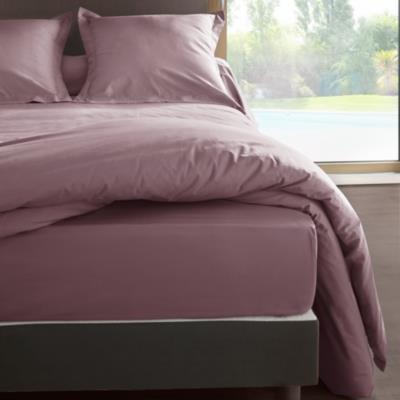 Drap housse percale Méline 2 LABELISSIM 160 x 200 cm Prune