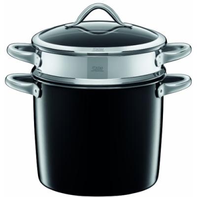 SILIT 0524.1850.11 VITALIANO NERO MARMITE PÂTES AVEC COUVERCLE 24 CM NOIR