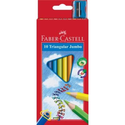 Faber-castell buntstifte jumbo dreikant, 10er kartonetui dreieckig, umweltfreundlicher wasserlack, lnge: 175 mm, bruchgeschtzte
