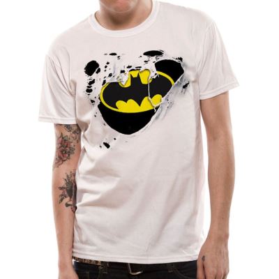 Batman hommes Logo Torn T-shirt blanc: X Large