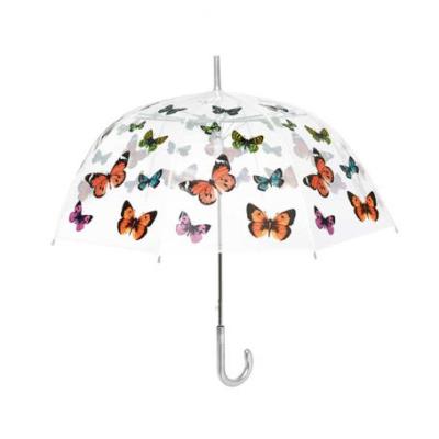 Parapluie femme transparent motif papillons