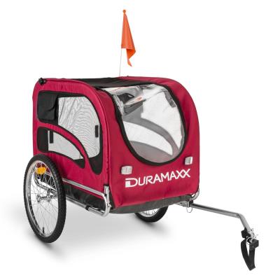 DURAMAXX King Rex Attelage à vélo Remorque pour chien 250 L 40 kg Tube en acier Rouge-noir